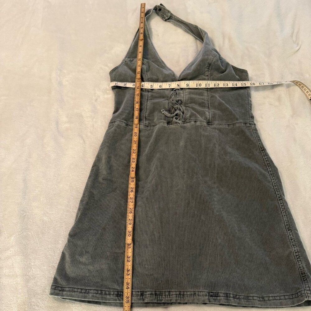 Urban Outfitters Alejandra Grey Corduroy Halter Open Back Mini Dress Size Large‎ - Picture 6 of 7